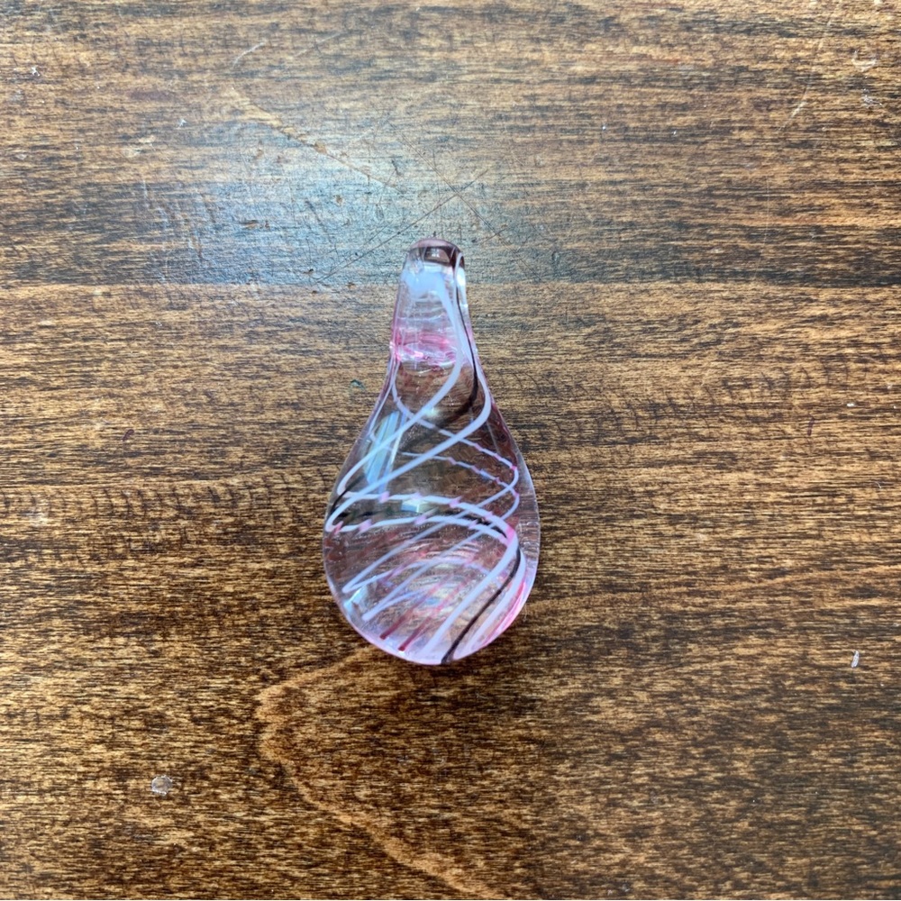 4/$15 Glass pink and black pendant